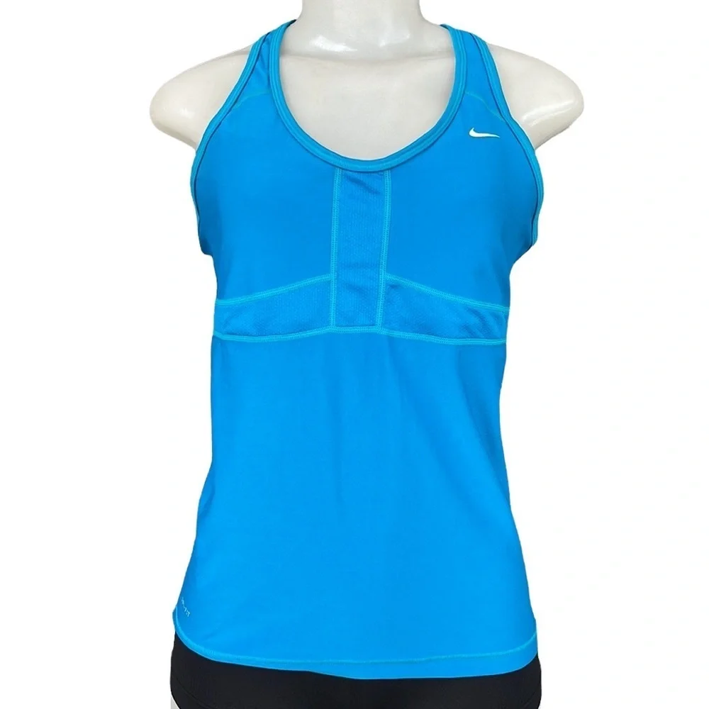 Nike Dri-FIT Bright Blue Built In Shelf Bra Racerback Tank Top Size Medium